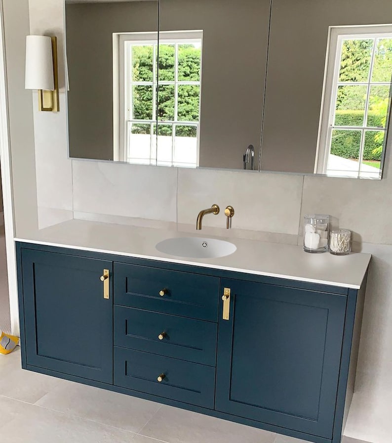 Bathroom Worktops Cut-to-size in White: Cutouts Included. for 2m