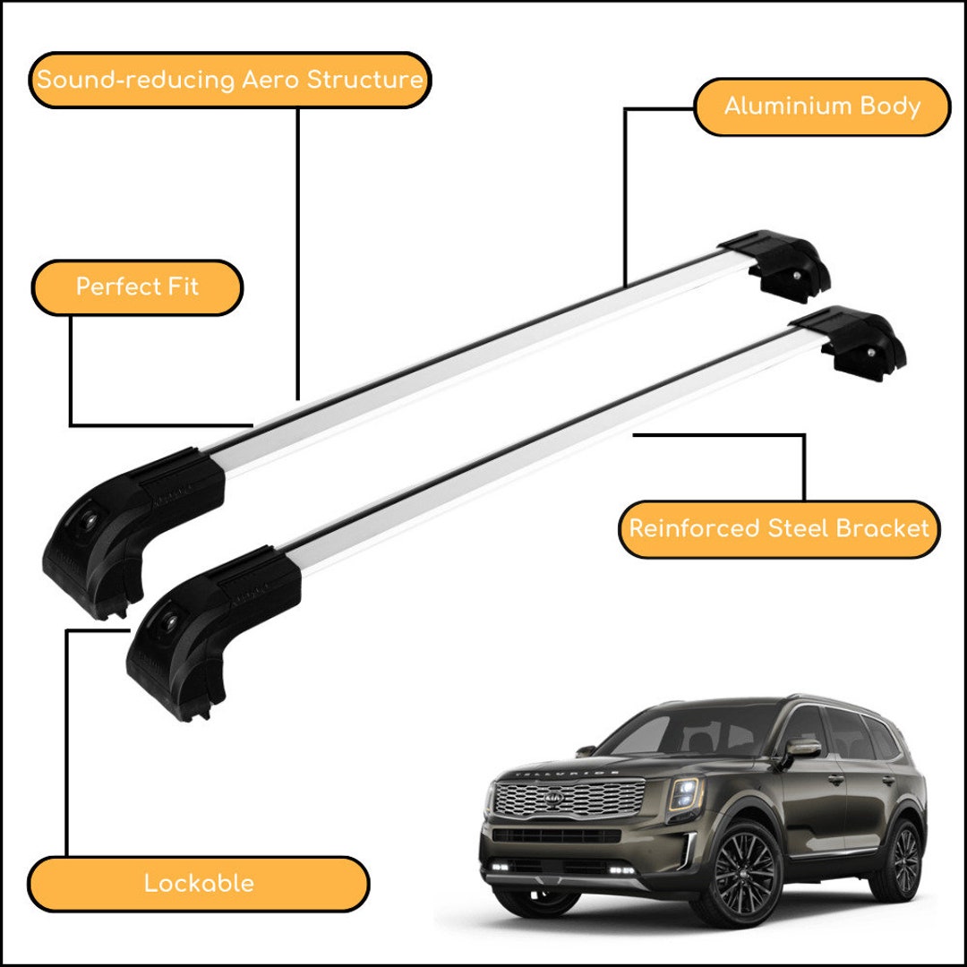 Strong Roof Rack Cross Bars for Kia Telluride 2019 up Silver Etsy
