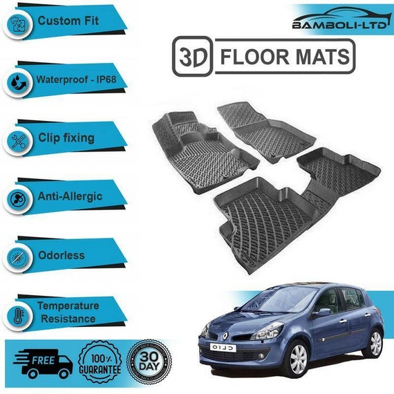 Tapis de sol intérieur moulé en 3D pour renault clio 3 2006-2012 noir -   France