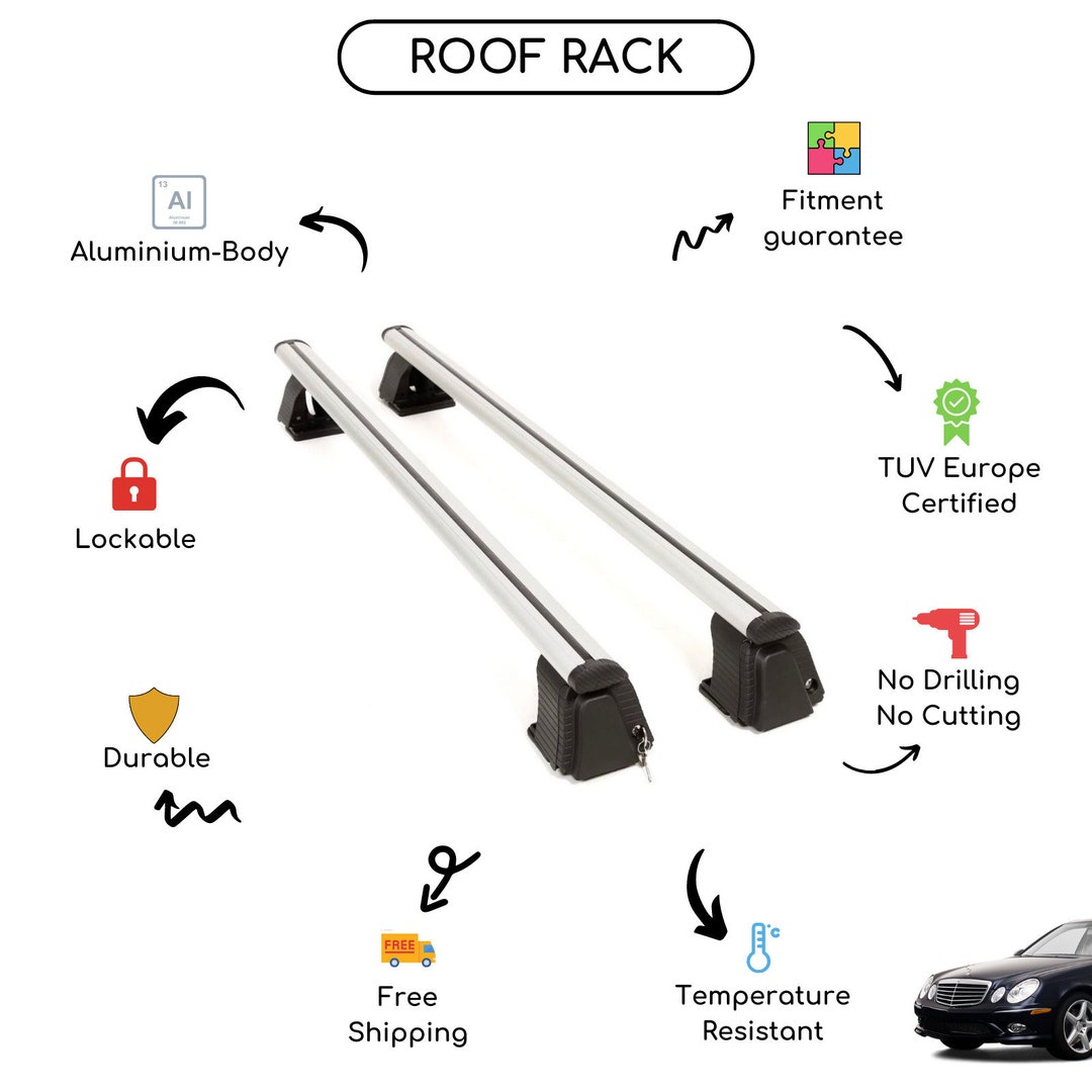 Bare Roof Rack Cross Bars Set for Mercedes Eclass w211 Sedan 2002 2009