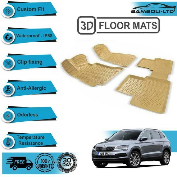 3d Molded Interior Car Floor Mat for škoda Karoq beige 