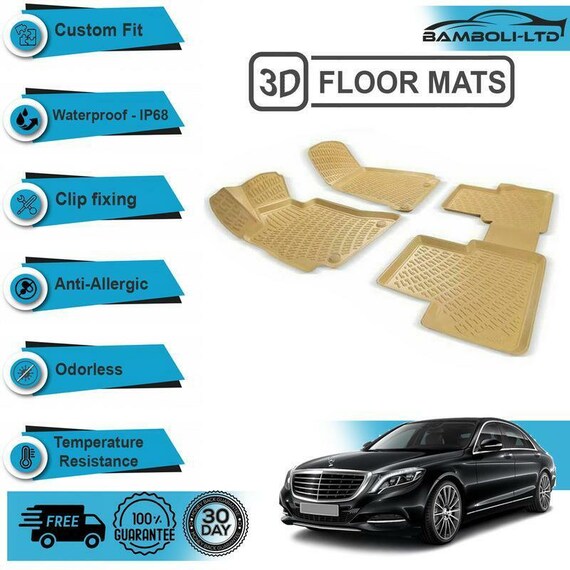 Tapis de sol de voiture intérieur moulé 3d pour mercedes classe s w222  2014-up beige -  France