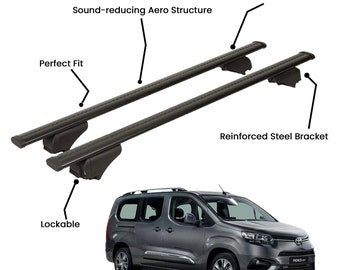 2 Pcs Black Cross Bars For Toyota Proace City Mvn 2019-