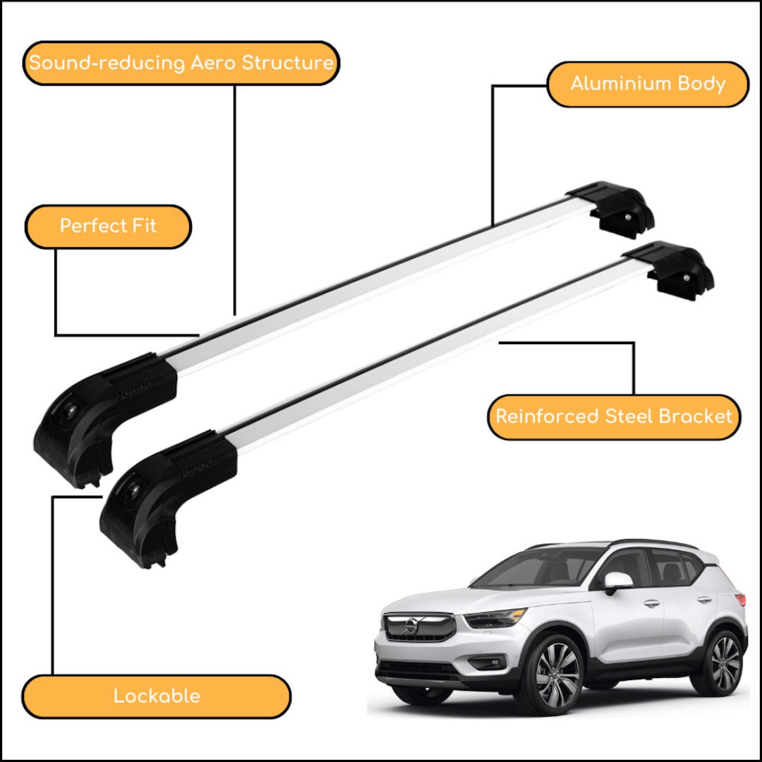 Strong Roof Rack Cross Bars for Volvo XC40 2017 2021 Silver Etsy