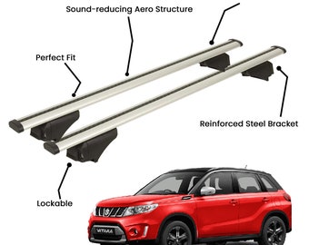 2 Pcs Silver Roof Rack Cross Bars For Suzuki Vitara Suv 2015-