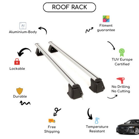 Bare Roof Rack Cross Bars Set for Audi A8 2019 2021 Etsy