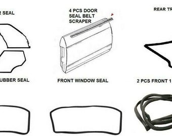 Full Rubber Door Trunk Bumper Window Seals 14 PCS Mercedes Benz W116