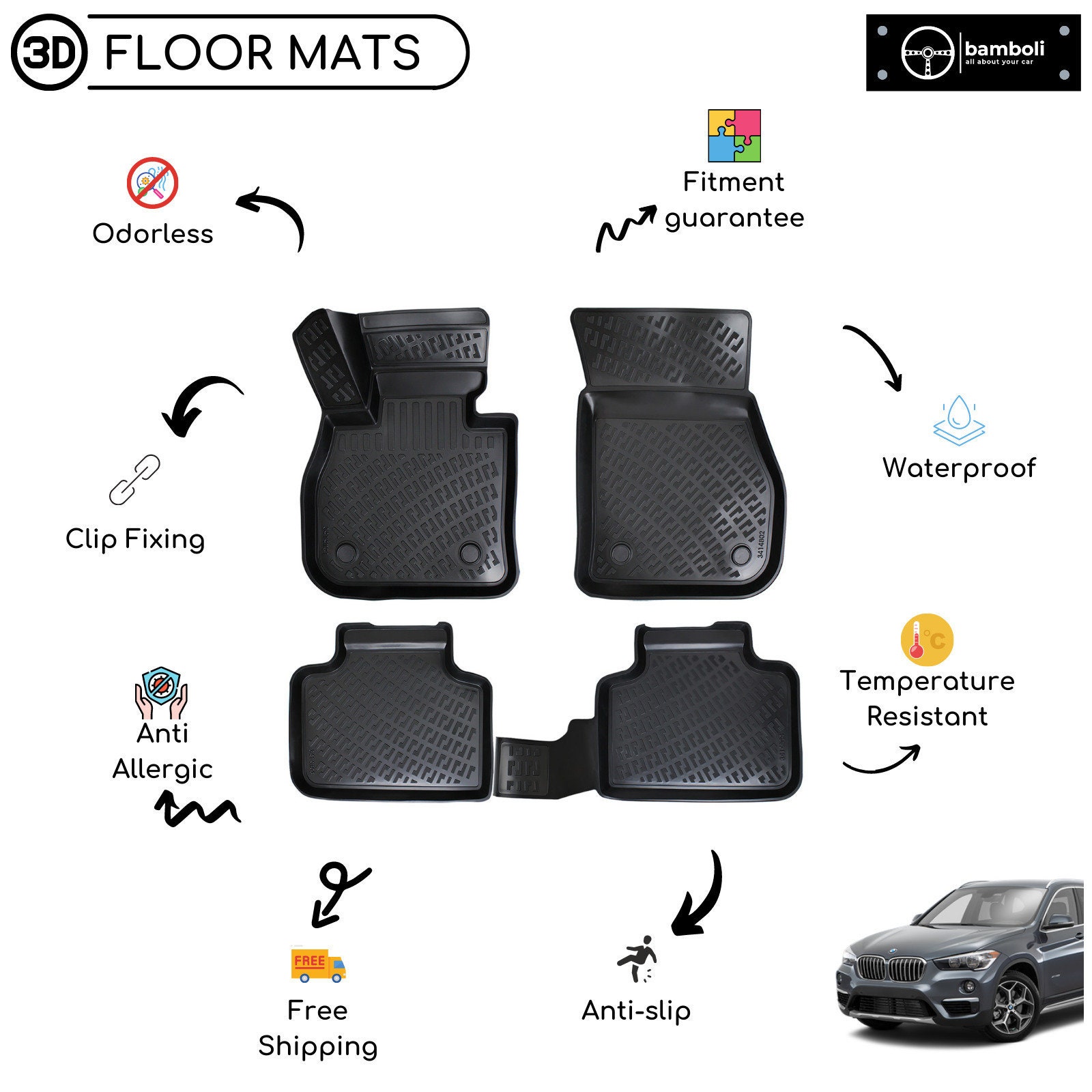 Custom Car Floor Mats For Bmw X1 F49 2015 2016 2017 2018 2019 2020