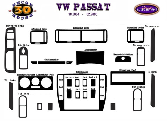 Interior Dash Trim Cover Set for VW Passat B6 3C SD 05-11 30 PCS