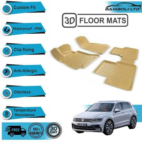 3D geformte Auto Fußmatte für volkswagen tiguan 2016-2019 beige