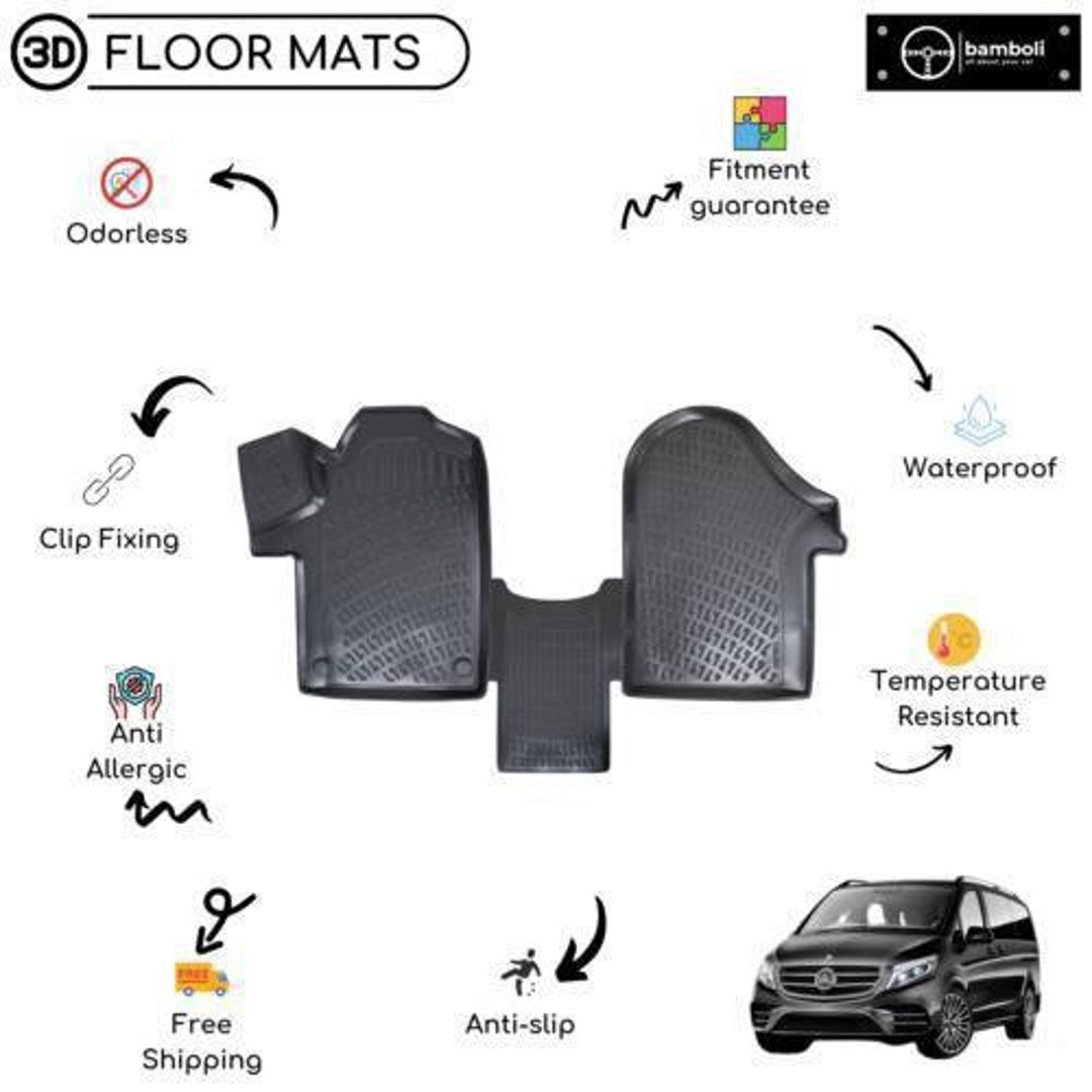 Custom Molded Rubber Floor Mat for Mercedes Metris 20142022 Black Etsy