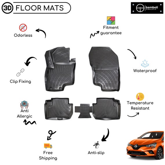 Tapis de sol en caoutchouc spécifique au véhicule pour renault clio 5 2020  et plus -  France