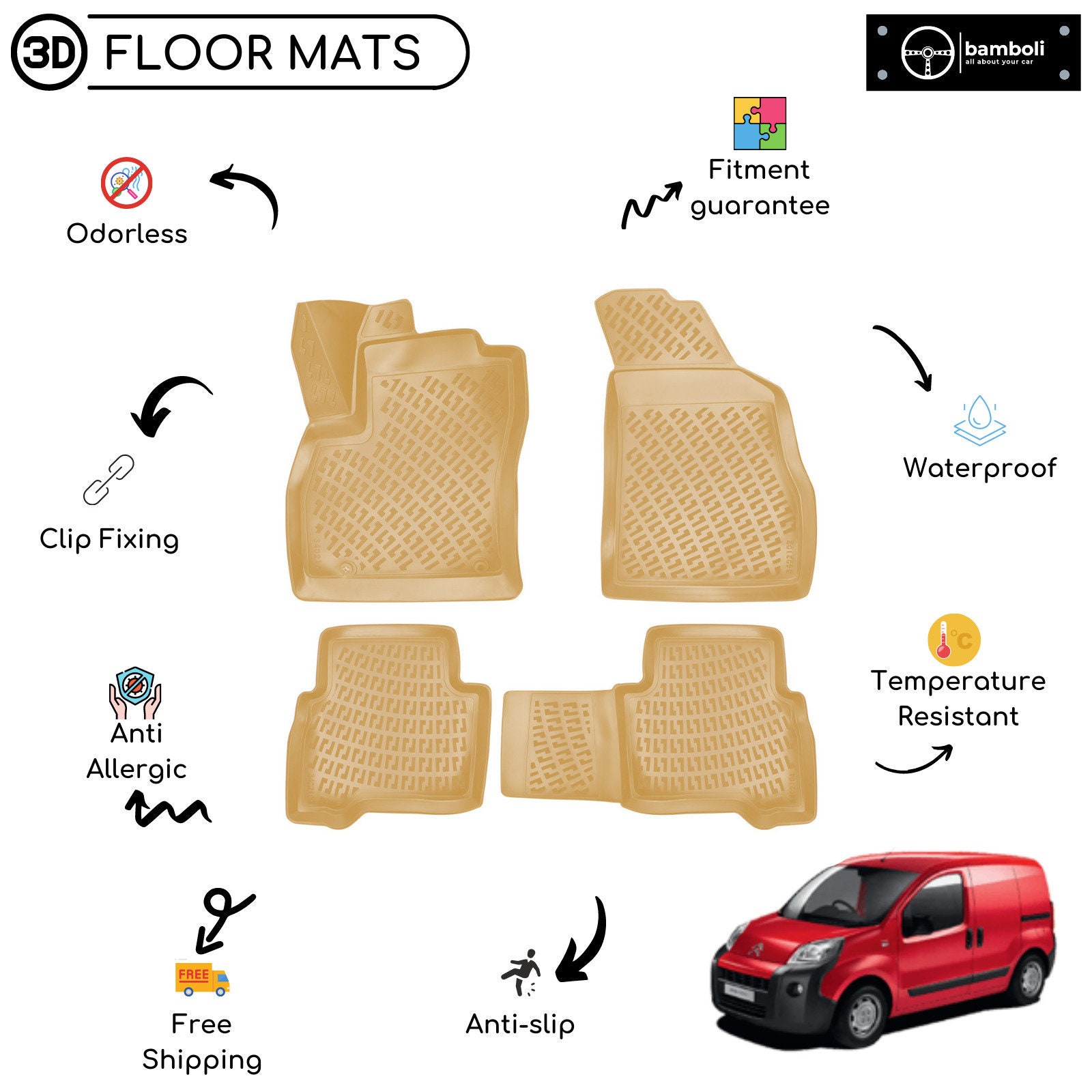 Clips de fixation de tapis de sol pour Peugeot et Citroen, pinces