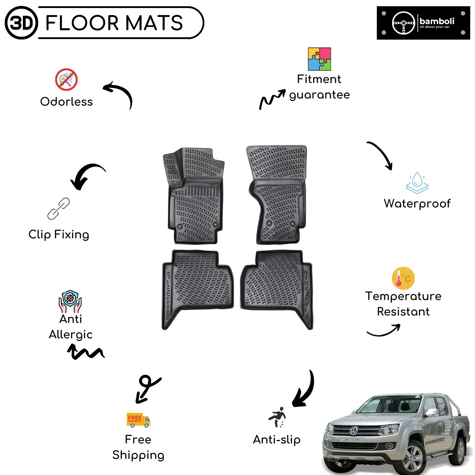 3d Molded Interior Car Floor Mat for Volkswagen Amarok - Etsy