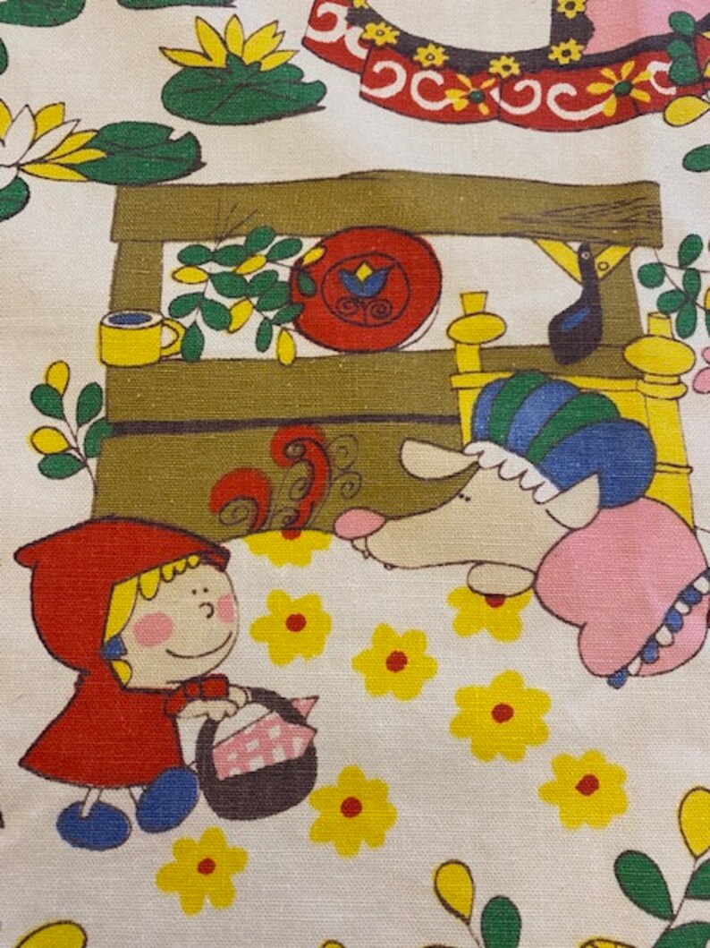 Vintage Novelty Print Nursery Rhyme Fabric 45 W X Etsy