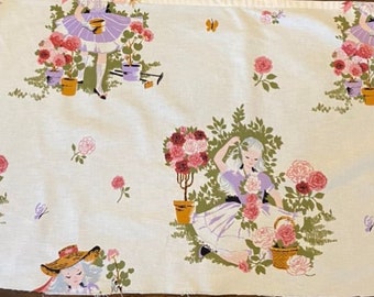 Vintage Novelty Children Print Southern Bell Fabric 36in W x 20in H