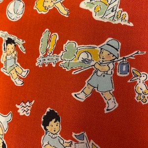 Alexander Henry Retro &quot;Sailboat and Sand Piles&quot; 2002 Cotton Fabric Rare Sold by the 1/2 yard
