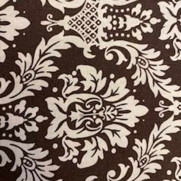 100% Cotton Fabric Brown Damask 1/2 yard increments (cut to size)