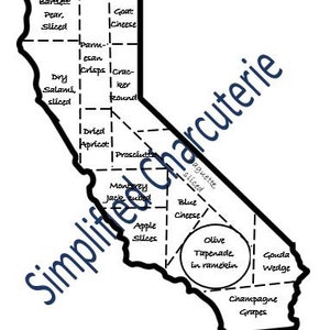 Charcuterie Board List & Layout- California Dreaming Board