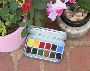 Paleta de acuarela floral: 12 colores Van Gogh, mini set de viaje para artistas
