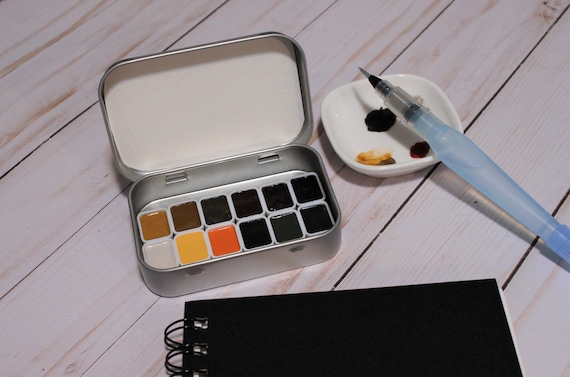 12 Nature Earth Tones Travel Palette, High Quality Watercolor