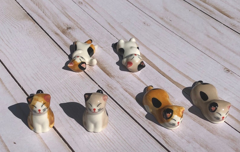 Cute Kitty Brush Rest, Kawaii Cat Ceramic Paint Brush Holder, Watercolor Accessory, Artist Gift, Free Shipping image 3