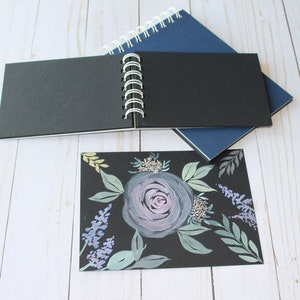 Hand Cut Black 100% Cotton Watercolor Book, Stonehenge Aqua Paper, 13 Sheets, 5.5x4,  Small Travel Journal, 140lb 300gsm, Artist Gift