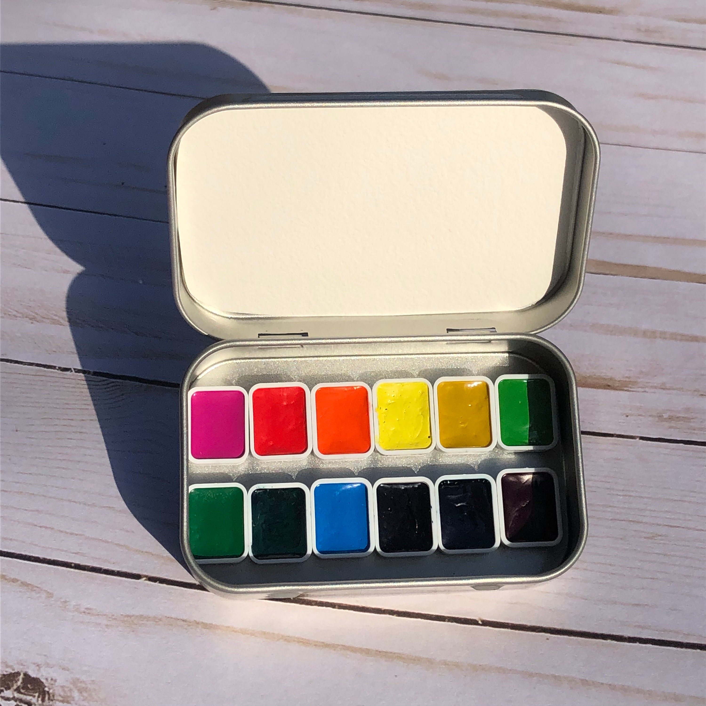 12 Vibrant Colors, Travel Watercolor, Mini Palette Tin, Van Gogh Paints,  Quarter Pans, Tiny Palette, Artist Gift, Compact 