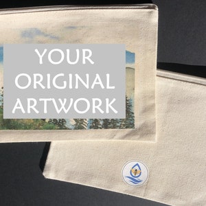 Custom Canvas Pouch: Personalized Art, Travel Makeup Bag (9x6) image 1