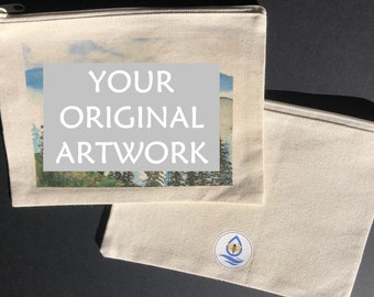 Personalized Custom Canvas Pouch! 9x6 Original Art Custom Bag, Travel Paint, Makeup Bag, Your own painting, Artist Gift