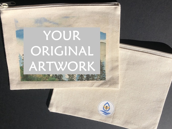 Custom Canvas Pouch: Personalized Art, Travel Makeup Bag (9x6)