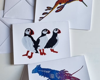 Greeting cards silkscreen print copies set of three for any occasion