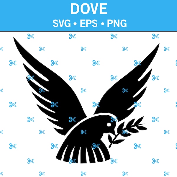 Flying Dove SVG, Dove Svg, Bird Svg, Animal Svg, Flying Bird Svg, Wings Svg, Bird Design Svg, Wild Animal Svg, Bird Cut File, Eps, Png, Svg