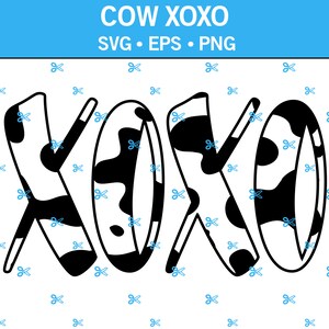 Motif vache bisous et câlins SVG, motif ferme XOXO, bisous et câlins avec impression vache, impression designer XOXO, motif vache Xoxo
