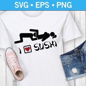 Jag älskar sushi att äta vagina sexuell t-shirt SVG, erotisk t-shirt SVG, ätande fitta SVG, sexuella stickmen svg, stickmen som har sex, rolig t-shirt