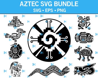 Paquete SVG azteca, SVG de pájaro, SVG de serpiente, SVG de animales aztecas, SVG de pirámide azteca, SVG de caimán, SVG de mono, SVG de pez, SVG de animal, EPS, PNG, SVG