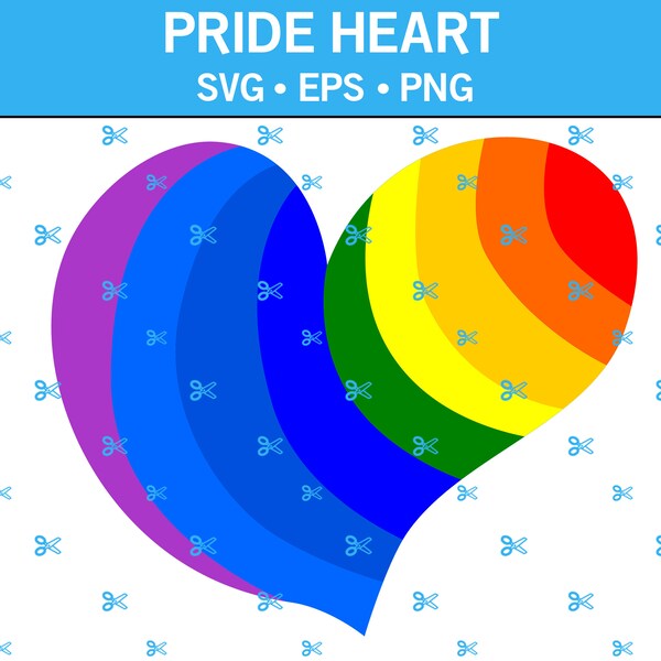 Pride Rainbow Heart SVG, Gay Pride Heart, Rainbow Heart Cut File, Valentines Cut File, Colorful Heart Svg, Pride Cut File
