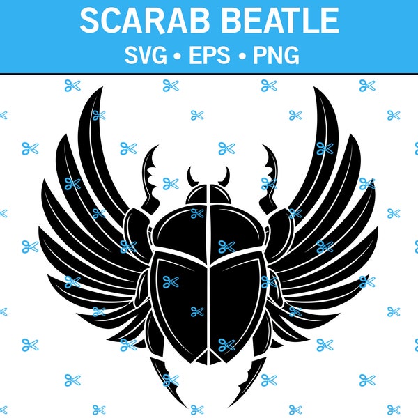 Scarab SVG, Beatle Svg, Insect Svg, Bug Svg, Bug Clip Art, Wings Svg, Flying Insect Svg, Insect Clip Art, Egyptian Svg, Eps, Png, Svg