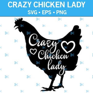 Gallina loca SVG, SVG de animales, SVG de granja, SVG de gallo, Clipart de granja, SVG de pájaro, SVG de mujer, SVG de vacaciones, EPS, PNG, SVG