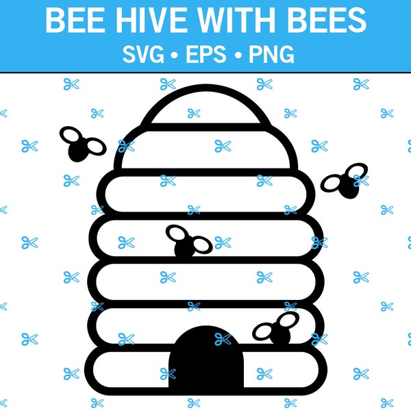 Bee Hive with Bees SVG, Bee Svg, Honey Bee Svg, Insect Svg, Bug Svg, Bee Clip Art, Wings Svg, Flying Insect Svg, Eps, Png, Svg