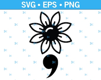 Daisy Flower Semicolon Mental Health Awareness SVG for Cricut and Crafts, Suicide Awareness Svg, Awareness Svg, Suicide Prevention Svg