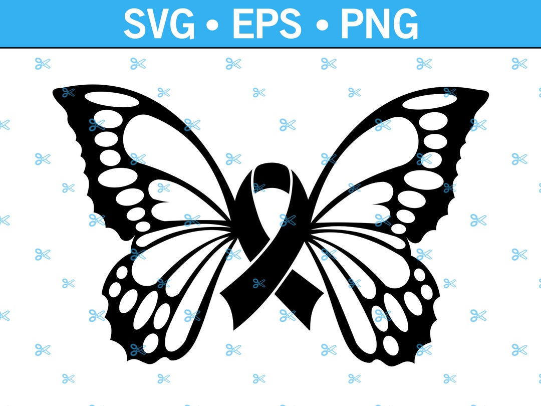 Monarch Butterfly Awareness Ribbon SVG for Cricut and Crafts, Suicide