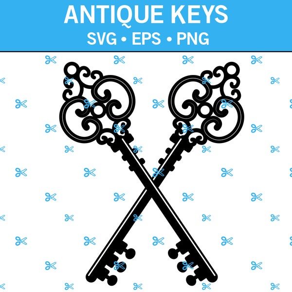 Antique Crossed Keys SVG, Skeleton Keys Svg, Door Key Svg, Steampunk Keys, Antique Keys Svg, Old Keys Svg, Crossed Door Keys Svg