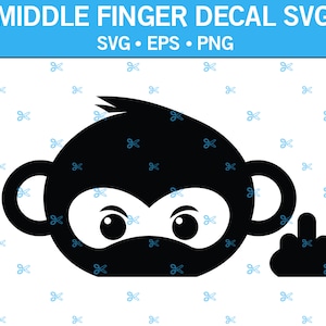 Middelvinger aap sticker SVG, aap Svg, Fuck You sticker SVG, Fuck Svg, middelvinger Svg, grappig Fuck You Svg, grappige sticker Svg, auto sticker