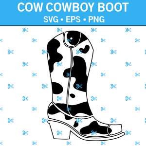 Botte de cowboy motif vache SVG, botte de cowboy avec motif vache, botte de cowboy, botte de vache moo, botte de ferme avec imprimé vache, botte de cowboy western