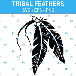 Tribal plumes SVG, Svg de plumes, Svg animal, Svg Tribal, Svg de plumes d'oiseau, vecteur Tribal, vecteur de plumes, clipart plume, Eps, Png, Svg