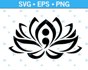 Lotus Blume Semikolon psychische Gesundheit Bewusstsein SVG für Cricut und Handwerk, Suizid-Bewusstsein svg, Bewusstsein svg, Suizidprävention svg