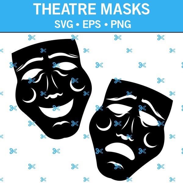 Theatre Masks SVG, Two Masks Svg, Theatre Svg, Face Masks Svg, Happy Mask Svg, Sad Mask Svg, Masks Clip Art, Theatre Clip Art