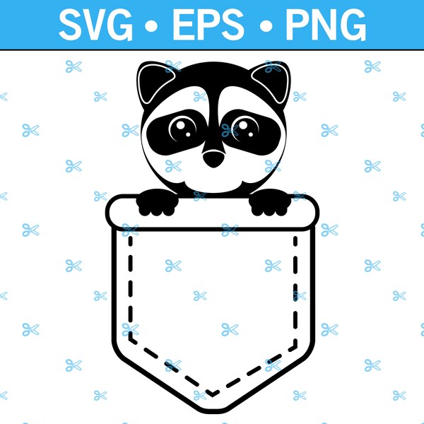 Cute Racoon In Shirt Pocket Svg, Peek A Boo Svg, Racoon In Pocket, Cuddly Racoon, Adorable Racoon, Tiny Friend, Little Racoon, Png, Eps