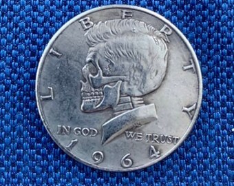 suiwoyou Hobo Coin 1963 Franklin Half Dollar Skull Zombie Skeleton Hand Carved Hobo Nickel Funny Coins